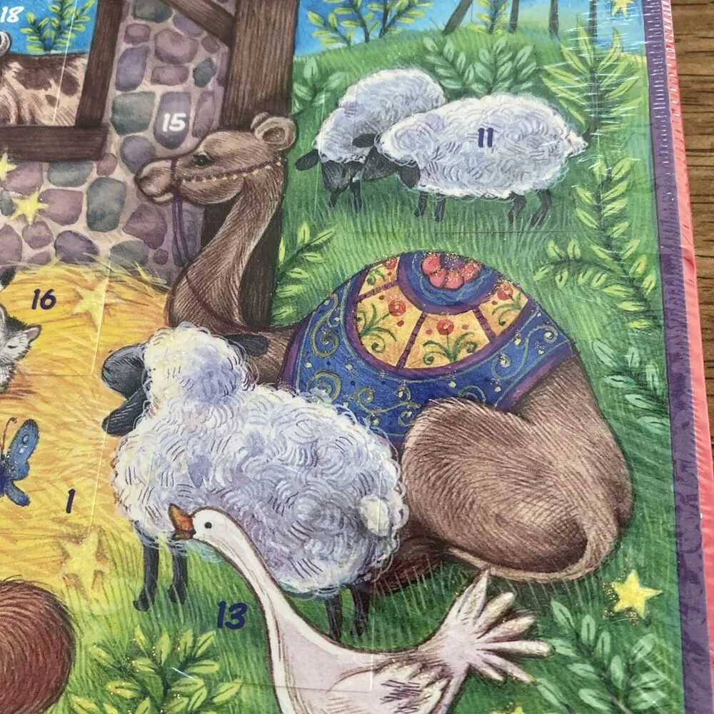 New Old Stock Vintage Advent Calendar Baby Jesus Manger Animal Christmas Holiday